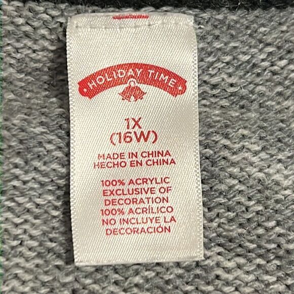 Holiday Time Sequin Red Nose Reindeer Sweater - Size 1X - Picture 9 of 10